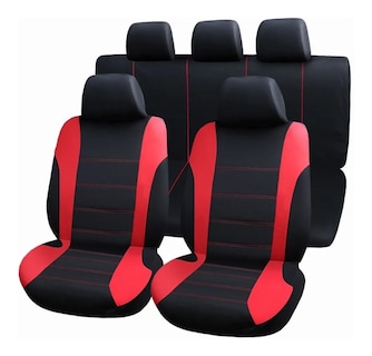 Foto 1 | Foto 1 | Juego de Fundas para 5 Asientos de Automóvil Malubero color Negro con Rojo