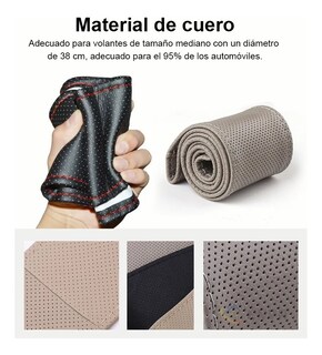 Foto 2 | Foto 2 | Funda De Volante De Piel Genuina Perforada Gris 38 Cm