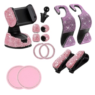 Foto 1 | Foto 1 | Accesorios De Coche Brillantes Con Diamantes Para Mujer 13 Pcs Rosa