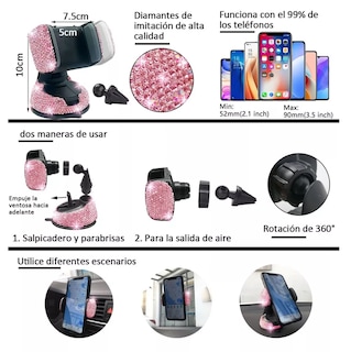 Foto 3 | Foto 3 | Accesorios De Coche Brillantes Con Diamantes Para Mujer 13 Pcs Rosa