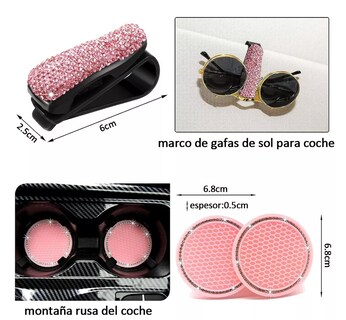 Foto 4 | Foto 4 | Accesorios De Coche Brillantes Con Diamantes Para Mujer 13 Pcs Rosa