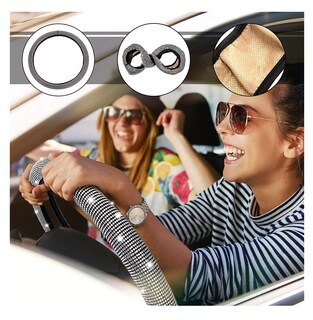 Foto 4 | Foto 4 | Funda para Volante de Brillos 38 cm Negro