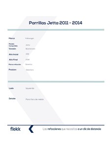 Foto 2 | Foto 2 | Parrillas, Marco Y Molduras De Parrilla, Volkswagen Jetta, Izquierda, 2011 Al 2014