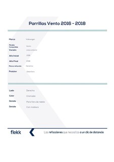 Foto 2 | Foto 2 | Parrillas, Marco Y Molduras De Parrilla, Volkswagen Vento, Derecha, 2016 Al 2018