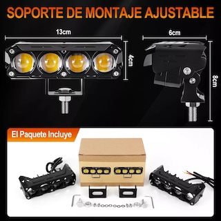 Foto 3 | Foto 3 | Faros Auxiliares Lupa Para Auto Moto Con Estrobo 2pcs Eo Safe Imports Esi-15666 Negro