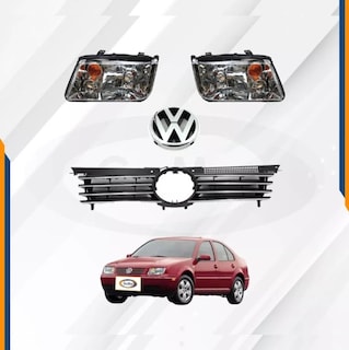 Foto 2 | Foto 2 | Faros Y Parrilla Filo Cromo Jetta A4 03 04 -07 Con Emblema