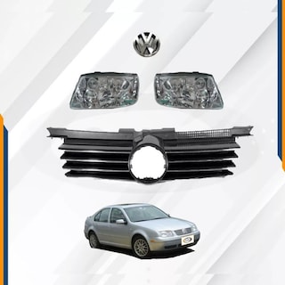 Foto 2 | Foto 2 | Faros Jetta A4 Con Parrilla Filos Cromo Y Emblema 99-07