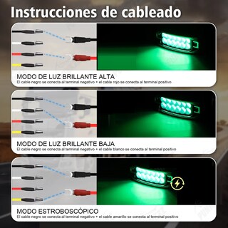 Foto 2 | Foto 2 | 6 Plafones 12 Led Lateral Rectangular Fija Estrobo 12-24v Eo Safe Imports Esi-20966 Verde