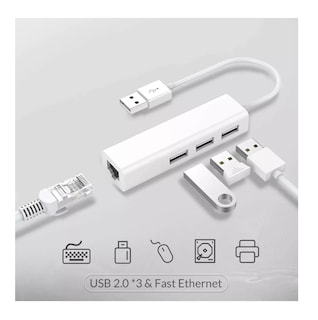 Foto 2 | Foto 2 | Adaptador de Pc Portátil Usb 2.0 Hub Ethernet Belug Rj45 color Blanco
