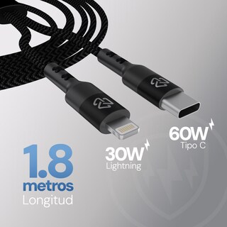 Foto 6 | Foto 6 | Kit Cargador de Pared y Cable 2 en 1 STF Carga Ultra Rápida 3A Tipo C-Lightning 60W