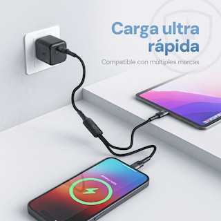 Foto 7 | Foto 7 | Kit Cargador de Pared y Cable 2 en 1 STF Carga Ultra Rápida 3A Tipo C-Lightning 60W
