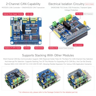 Foto 7 | Foto 7 | Expansión De Bus Can Hat Waveshare De 2 Canales Para Raspberry Pi - Venta Internacional.