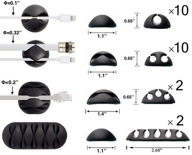 Foto 2 | Foto 2 | Venta Internacional - Organizador De Cables Ohill Desk, 24 Unidades, Color Negro