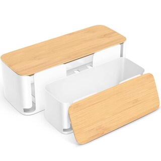 Foto 1 | Foto 1 | Caja de Cables Yecaye con Tapa de Bambú 2 Piezas Blancas - Venta Internacional