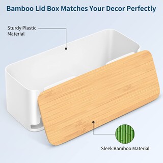 Foto 2 | Foto 2 | Caja de Cables Yecaye con Tapa de Bambú 2 Piezas Blancas - Venta Internacional