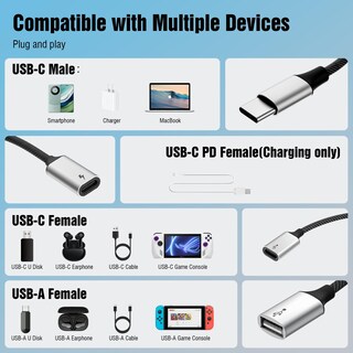Foto 5 | Foto 5 | Adaptador Divisor Usb C Timovo Usb-c Macho A 2 Usb-c Hembra Y 1 Usb-a Hembra - Venta Internacional.
