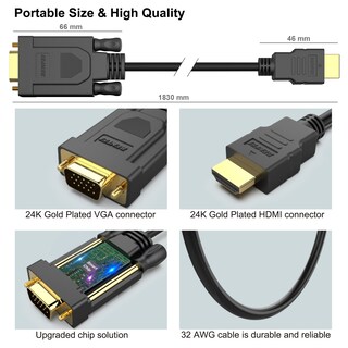 Foto 6 | Foto 6 | Cable Hdmi A Vga Benfei De 6 Pies, 2 Unidades, 1080p, Para Monitor De Ordenador - Venta Internacional.