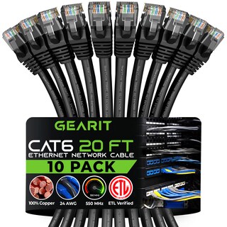 Foto 1 | Foto 1 | Cable Ethernet Gearit Cat 6, 20 Pies (6 M), Negro, Paquete De 10 - Venta Internacional.
