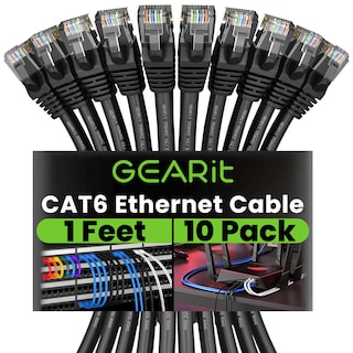 Foto 1 | Foto 1 | Cable Ethernet Gearit Cat 6, Paquete De 10 Unidades, 30 Cm, 10 Gbps, Rj45, Negro - Venta Internacional.