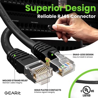 Foto 4 | Foto 4 | Cable Ethernet Gearit Cat 6, Paquete De 10 Unidades, 3 M, 10 Gbps, Rj45, Negro - Venta Internacional.