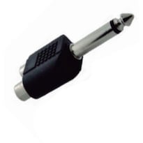 Adaptador De 2 Conectores Rca Hembra A 1 Conector Ts Macho De 6.3 Mm