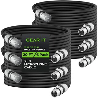 Foto 1 | Foto 1 | Cable De Micrófono Gearit Xlr Macho A Hembra, 6 M, Paquete De 6 Unidades, Negro - Venta Internacional.