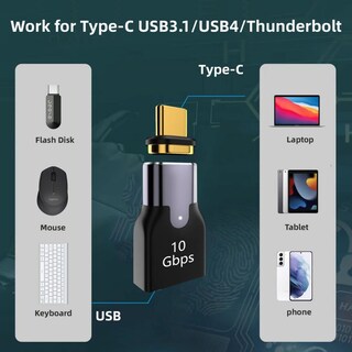 Foto 5 | Foto 5 | Adaptador De Conector Magnético Usb C Chenyang Usb Tipo C Macho A Usb 3.0 Tipo A Hembra - Venta Internacional.