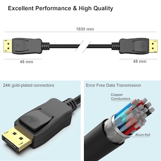 Foto 7 | Foto 7 | Cable Benfei Displayport A Displayport De 1 8 M Paquete De 10 Unidades 8k - Venta Internacional.
