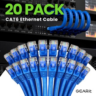 Foto 2 | Foto 2 | Cable Ethernet Gearit Cat 6 1 5 M (5 Pies) 10 Gbps Paquete De 20 Azul - Venta Internacional.