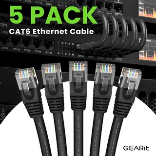Foto 2 | Foto 2 | Cable Ethernet Gearit Cat 6 20 Pies (6 M) Paquete De 5 10 Gbps Rj45 Negro - Venta Internacional.