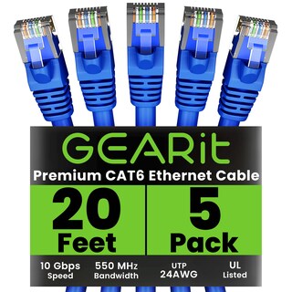 Foto 1 | Foto 1 | Cable Ethernet Gearit Cat 6 20 Pies (6 M) Paquete De 5 10 Gbps Rj45 Azul - Venta Internacional.