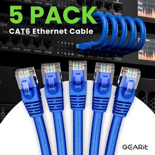 Foto 2 | Foto 2 | Cable Ethernet Gearit Cat 6 20 Pies (6 M) Paquete De 5 10 Gbps Rj45 Azul - Venta Internacional.
