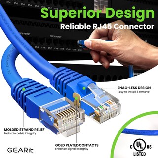 Foto 4 | Foto 4 | Cable Ethernet Gearit Cat 6 20 Pies (6 M) Paquete De 5 10 Gbps Rj45 Azul - Venta Internacional.