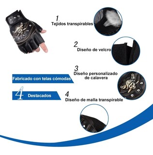 Foto 3 | Foto 3 | Guantes De Cuero De Medio Dedo Para Moto Unitalla Malubero color Negro