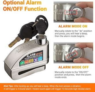 Foto 6 | Foto 6 | Bloqueo De Freno De Disco Con Alarma-candado Impermeable para Motociclistas