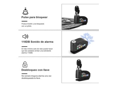 Foto 3 | Foto 3 | Candado Xtellar Para Moto Con Alarma Y Doble Llave - Impermeable Y Resistente