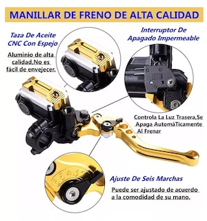 Foto 3 | Foto 3 | Palancas De Manillar Embrague Y Freno Universales Para Moto 22mm Dorado
