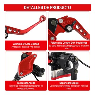 Foto 4 | Foto 4 | Palancas De Embrague Freno Hidráulico Doble Eo Safe Imports Esi-16841 Rojo