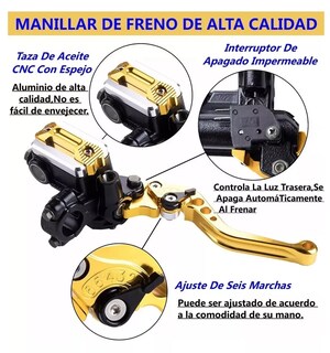Foto 3 | Foto 3 | Palancas De Manillar Embrague Y Freno Universales Belug 22mm Dorado Para Moto