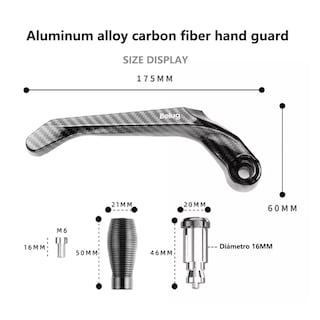 Foto 2 | Foto 2 | Cubre Palancas Reforzado Aluminio Fibra De Carbono Moto Negro