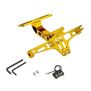 Foto 1 | Foto 1 | Porta Placa  Belug Universal Para Moto Ajustable Con Luz Y Tornillo Amarillo