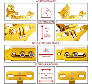 Foto 4 | Foto 4 | Porta Placa  Belug Universal Para Moto Ajustable Con Luz Y Tornillo Amarillo