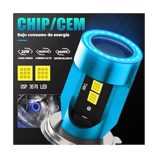 Foto 2 | Foto 2 | Faros Led Para Moto Hb2 Ojos De Angel 12v-80v 60w Esi-6137 Azul