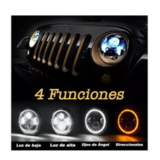 Foto 2 | Foto 2 | Faro Led 7'' Redondo Jeep/moto | Alto/ Bajo | Ojos De Ángel Esi-6123 color Negro