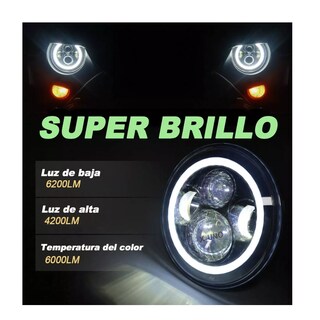 Foto 3 | Foto 3 | Faro Led 7'' Redondo Jeep/moto | Alto/ Bajo | Ojos De Ángel Esi-6123 color Negro