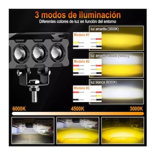 Foto 3 | Foto 3 | Faros LED Auxiliares BELUG color Negro Tres Modos Universal Cuadrados 48000 LM 2 Piezas