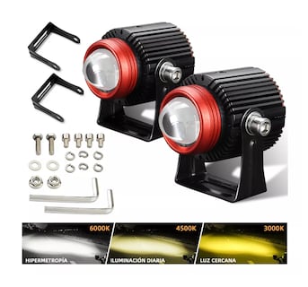 Foto 2 | Foto 2 | Par de Faros de 120 W Auxiliares Alta Baja Auto Moto Doble color Negro Línea Rojo