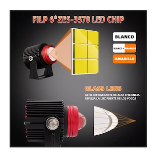 Foto 3 | Foto 3 | Par de Faros de 120 W Auxiliares Alta Baja Auto Moto Doble color Negro Línea Rojo
