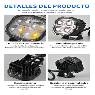 Foto 2 | Foto 2 | 2 Faros Luces Led Auxiliares 5 Modos Lupa Para Moto 80w Belug Negro