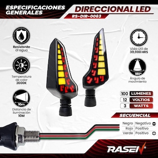 Foto 3 | Foto 3 | Par De Direccionales Led Secuencial Tipo Boomerang Para Moto Rasen